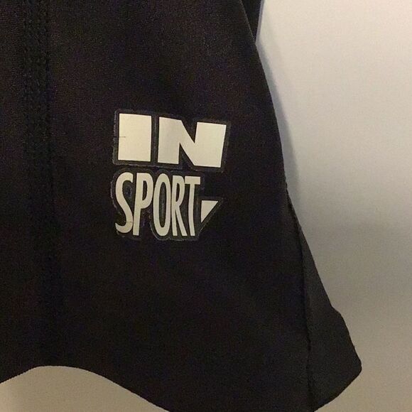 IN Sport Black Athletic Exercise Biker Shorts Nylon Lycra Size XL - Picture 2 of 10